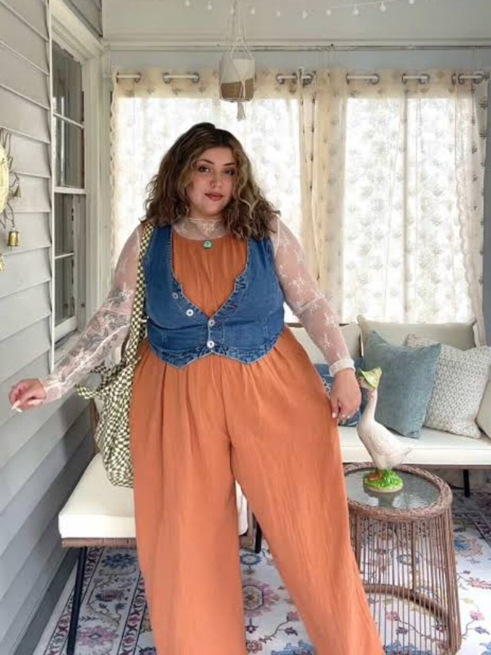 Lucy & Yak US 12 Bellamy Terracotta Gauze Wide Leg Jumpsuit Romper UK 16